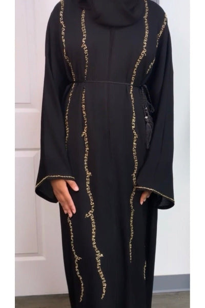 Black gold beading Abaya Image - Qalanjos Fashions